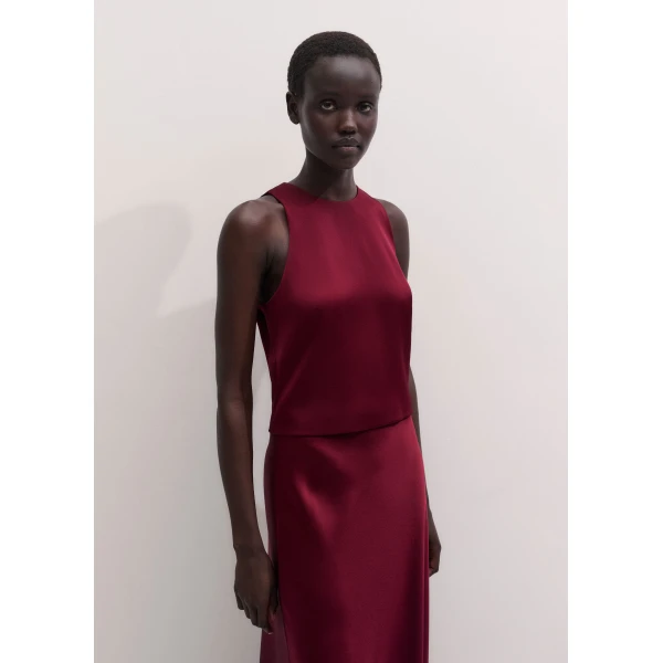 ME+EM Crop Evening Top in Barolo Red