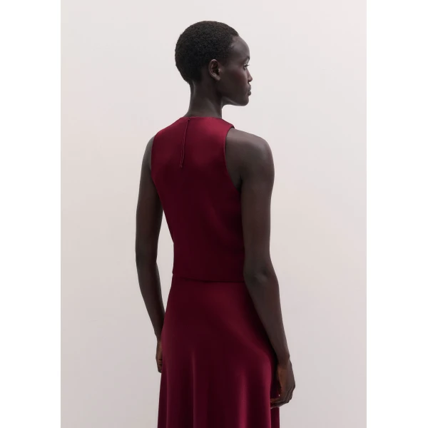 ME+EM Crop Evening Top in Barolo Red