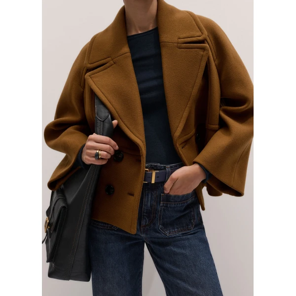 ME+EM Crop Swing Coat in Camel