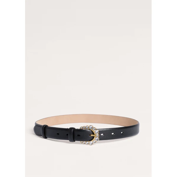 ME+EM Crystal Buckle Belt in Black