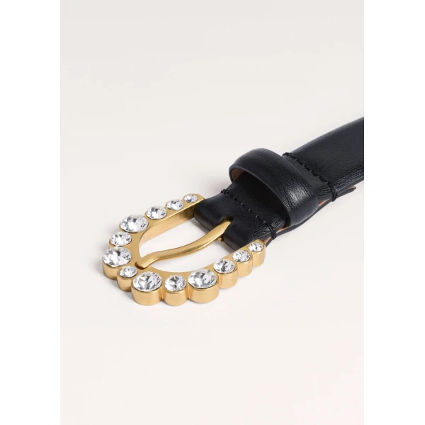 ME+EM Crystal Buckle Belt in Black