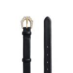 ME+EM Crystal Buckle Belt in Black
