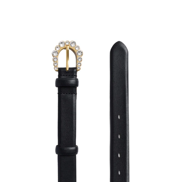 ME+EM Crystal Buckle Belt in Black
