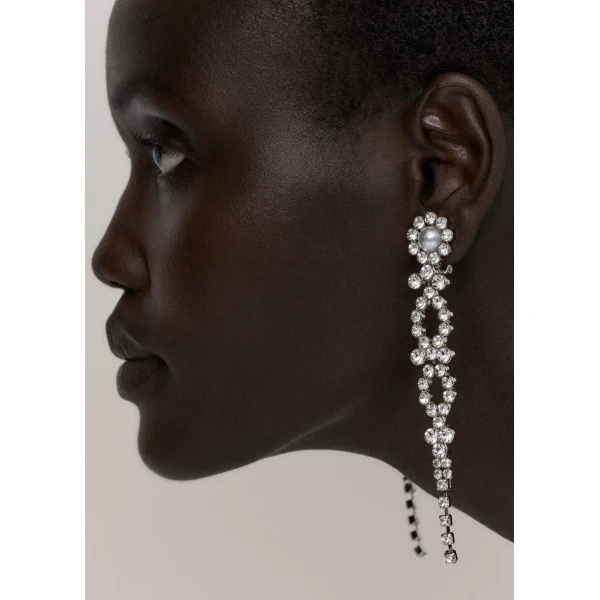 ME+EM Crystal Drop Earrings in Silver