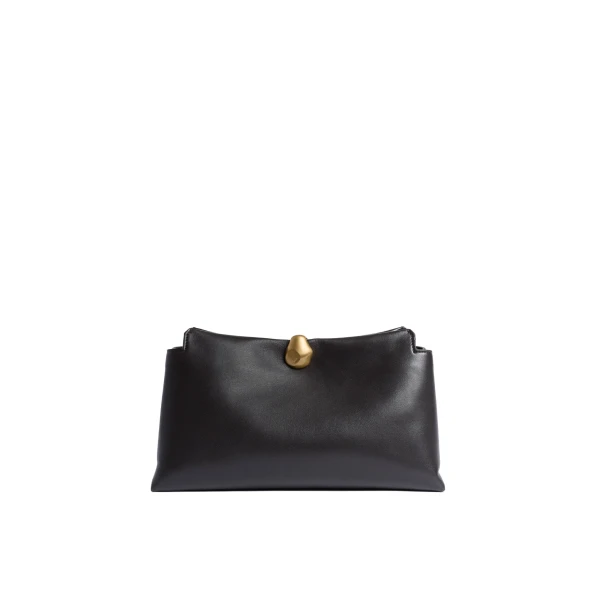 ME+EM Double Pouch Soft Clutch in Dark Chocolate