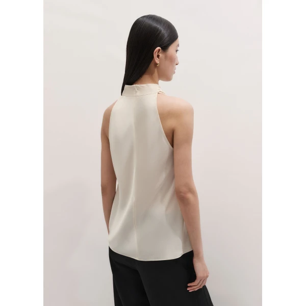 ME+EM Drape Neck Halter Top in Light Cream, view 5 | Tops | Coveti
