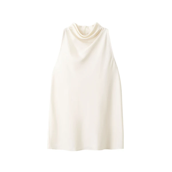 ME+EM Drape Neck Halter Top in Light Cream | Tops | Coveti