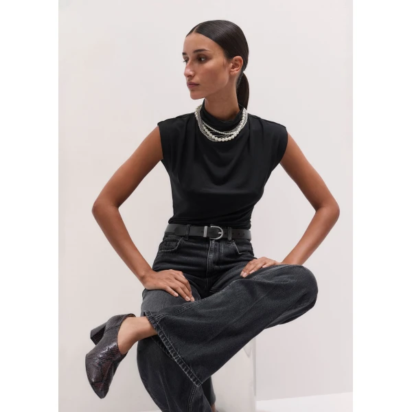 ME+EM Drape Sleeveless Top in Black