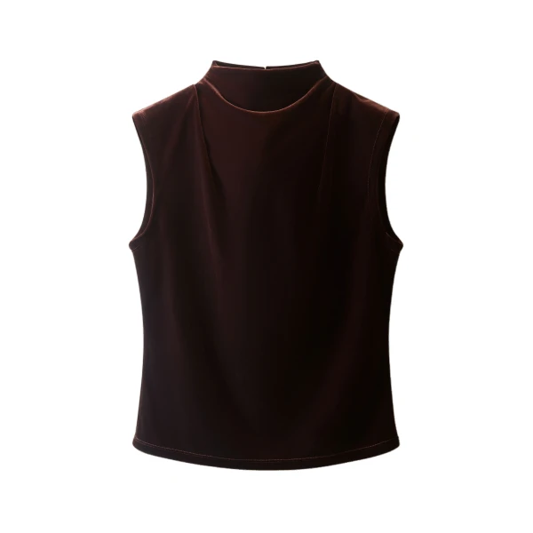 ME+EM Drape Sleeveless Top in Dark Chocolate | Tops | Coveti