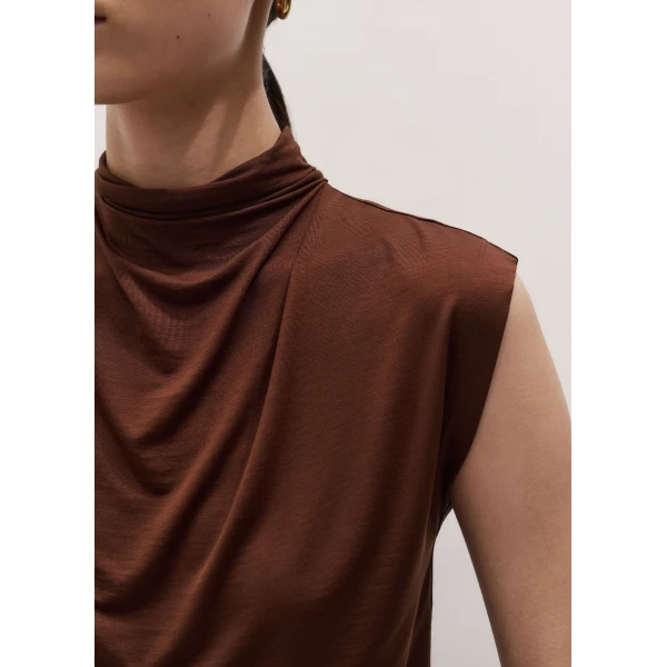 ME+EM Drape Sleeveless Top in Pecan Brown