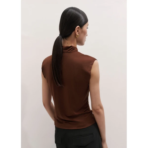 ME+EM Drape Sleeveless Top in Pecan Brown