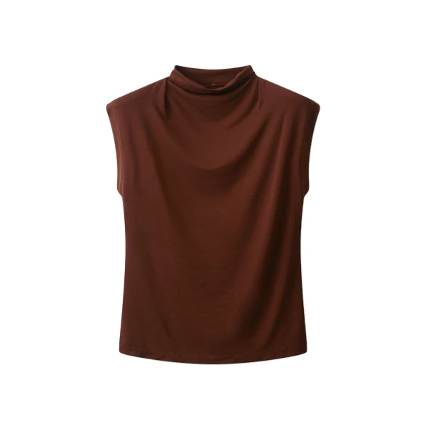 ME+EM Drape Sleeveless Top in Pecan Brown