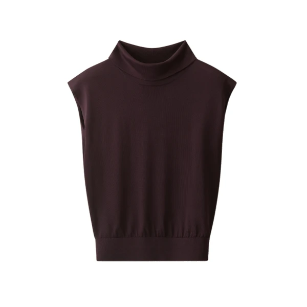 ME+EM Draped Neck Knit Tee in Merlot Red