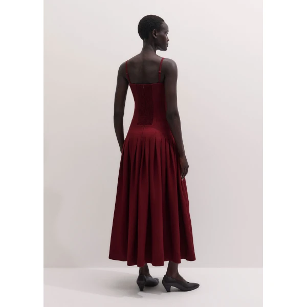 ME+EM Drop Waist Evening Dress in Barolo Red