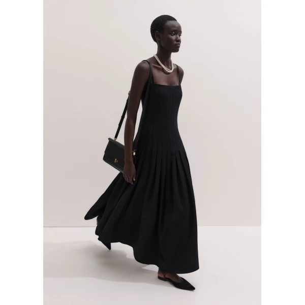 ME+EM Drop Waist Evening Dress in Black