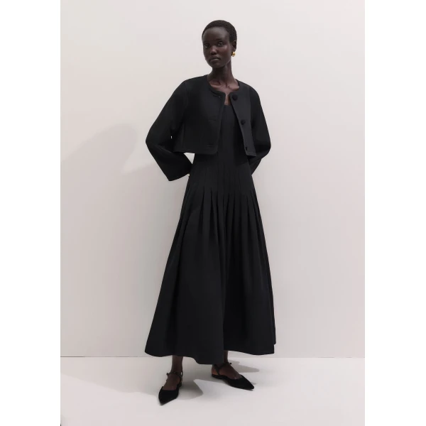 ME+EM Drop Waist Evening Dress in Black