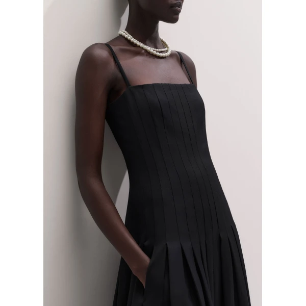ME+EM Drop Waist Evening Dress in Black
