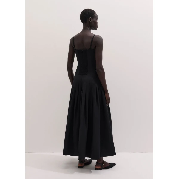 ME+EM Drop Waist Evening Dress in Black