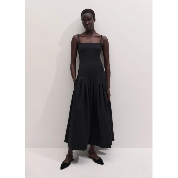 ME+EM Drop Waist Evening Dress in Black