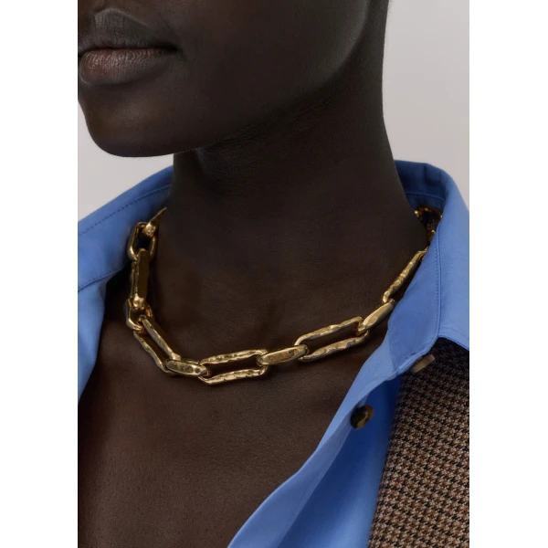 ME+EM Elongated Link Necklace in Gold Toned