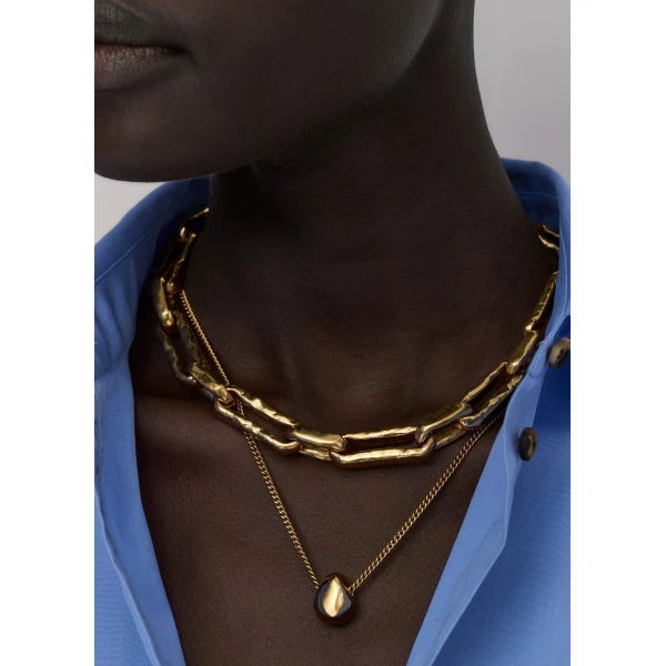 ME+EM Elongated Link Necklace in Gold Toned