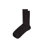 ME+EM Embroidered Stripe Sock in Dark Chocolate/Scarlet Red