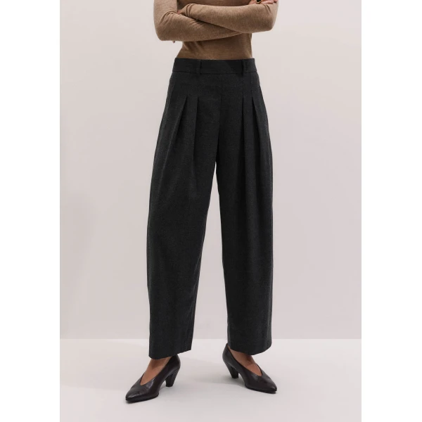 ME+EM Exaggerated Taper Trouser in Charcoal Mélange