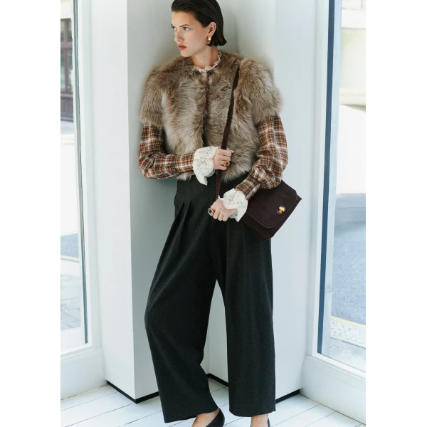 ME+EM Exaggerated Taper Trouser in Charcoal Mélange