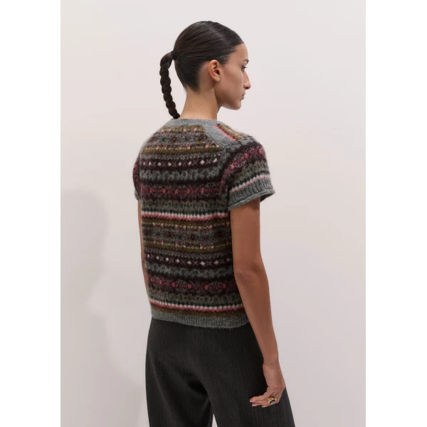 ME+EM Fair Isle Baby Tee in Grey Multi