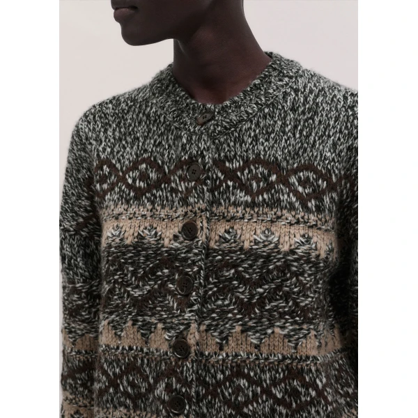 ME+EM Fair Isle Relaxed Cardigan in Neutral Multi, view 3 | Cardigan | Coveti