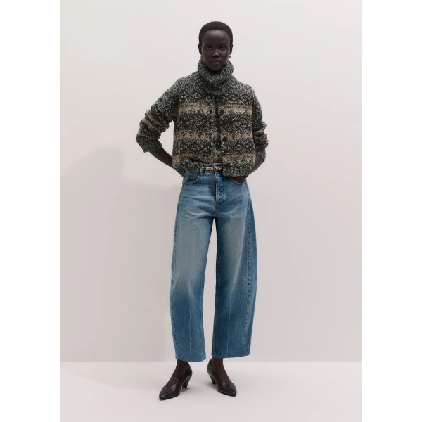 ME+EM Fair Isle Relaxed Cardigan in Neutral Multi, view 4 | Cardigan | Coveti