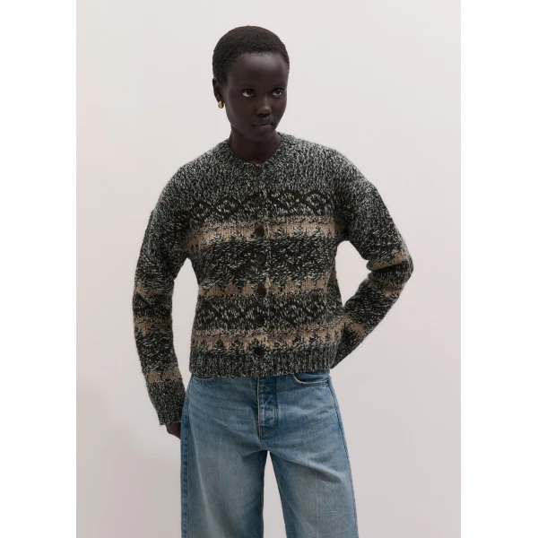 ME+EM Fair Isle Relaxed Cardigan in Neutral Multi, view 5 | Cardigan | Coveti
