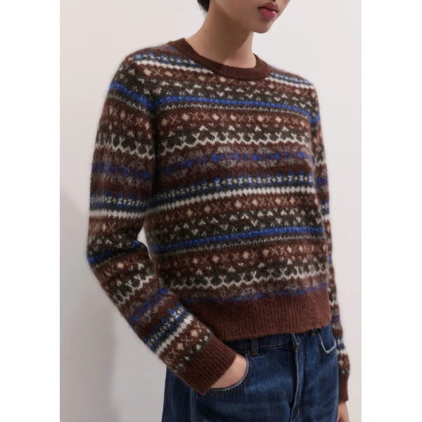 ME+EM Fair Isle Relaxed Jumper in Pecan Brown Multi