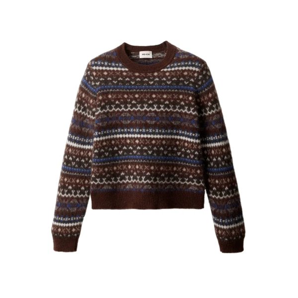 ME+EM Fair Isle Relaxed Jumper in Pecan Brown Multi