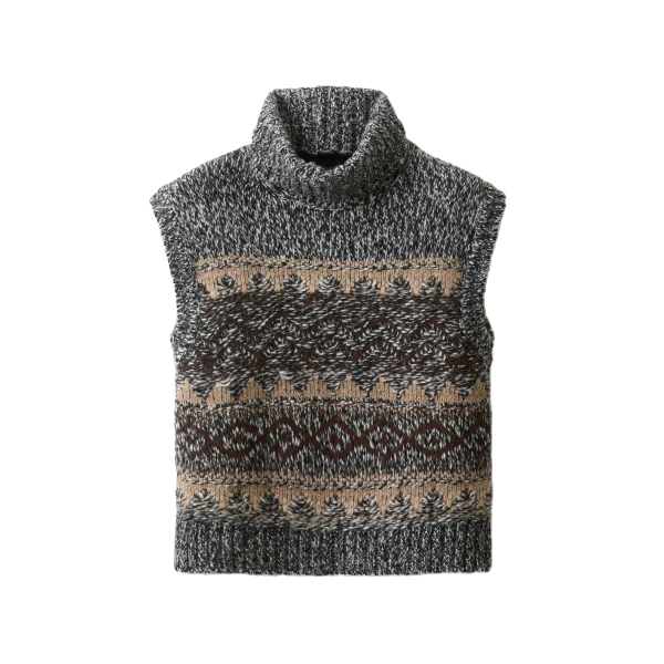 ME+EM Fair Isle Vest + Snood in Neutral Multi | Sweaters | Coveti
