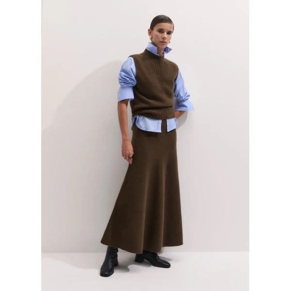ME+EM Felted Maxi Skirt in Bronzed Brown