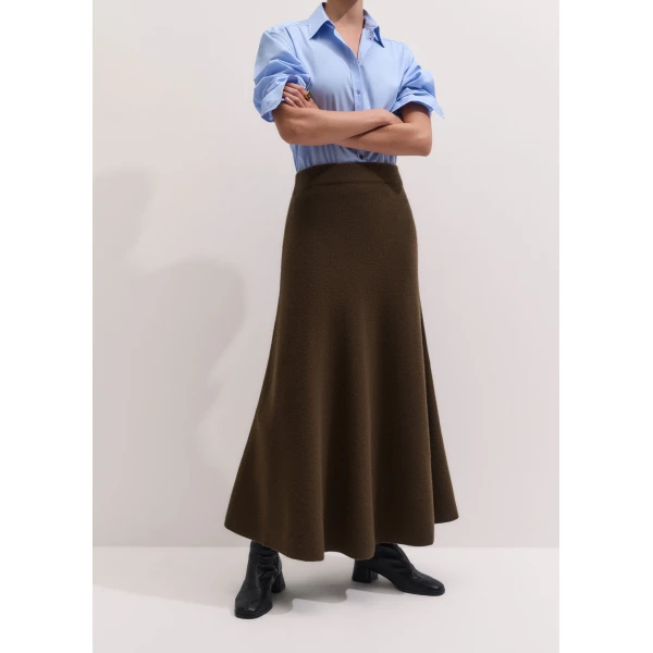 ME+EM Felted Maxi Skirt in Bronzed Brown