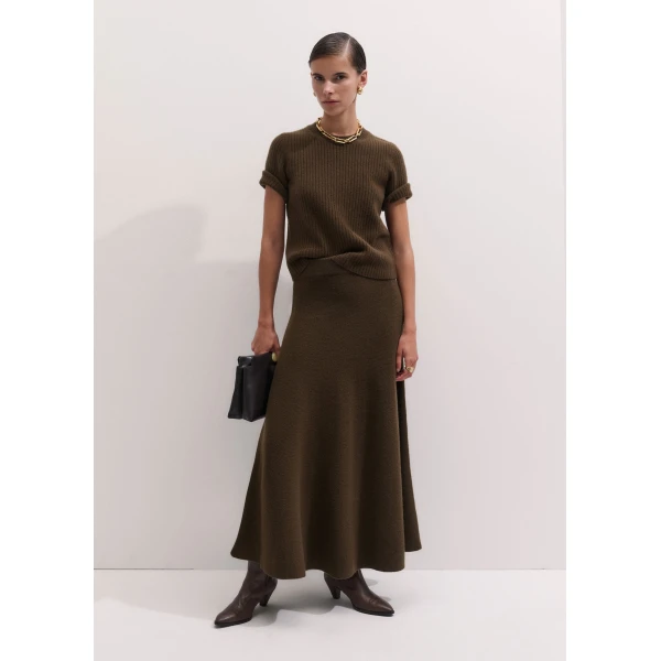 ME+EM Felted Maxi Skirt in Bronzed Brown
