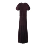 ME+EM Fit + Flare Knit Maxi Dress in Port Brown/Gold | Maxi Dresses | Coveti