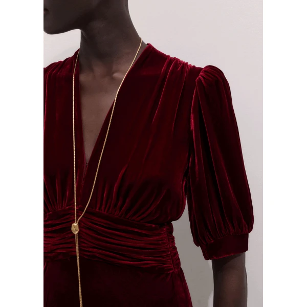 ME+EM Fit + Flare Maxi Dress in Barolo Red, view 3 | Maxi Dresses | Coveti