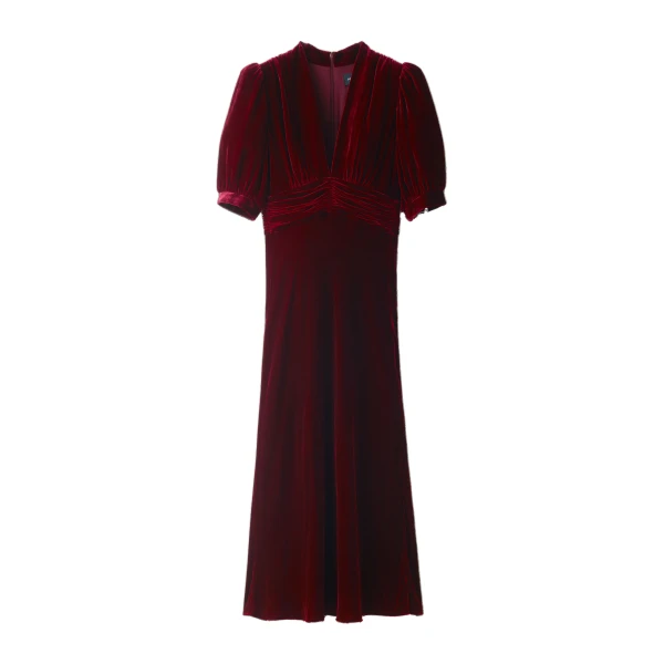 ME+EM Fit + Flare Maxi Dress in Barolo Red