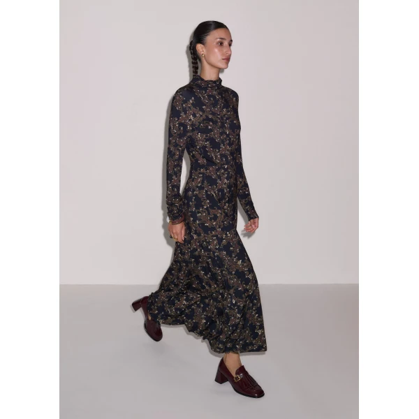 ME+EM Fit + Flare Maxi Dress in Navy Multi