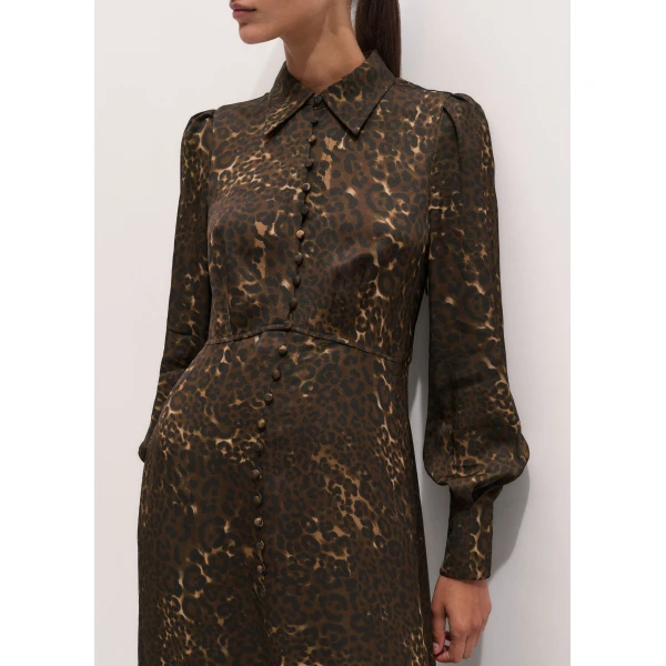 ME+EM Fit + Flare Midi Dress in Brown Multi