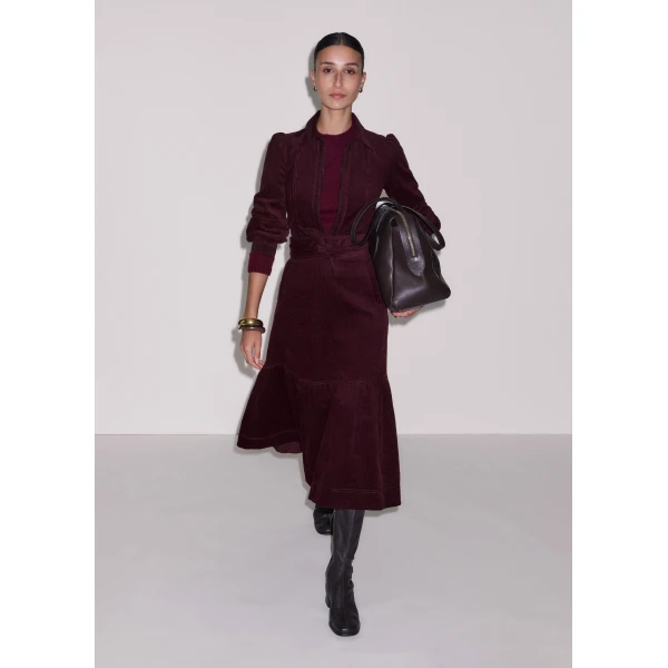 ME+EM Fit + Flare Midi Dress in Merlot