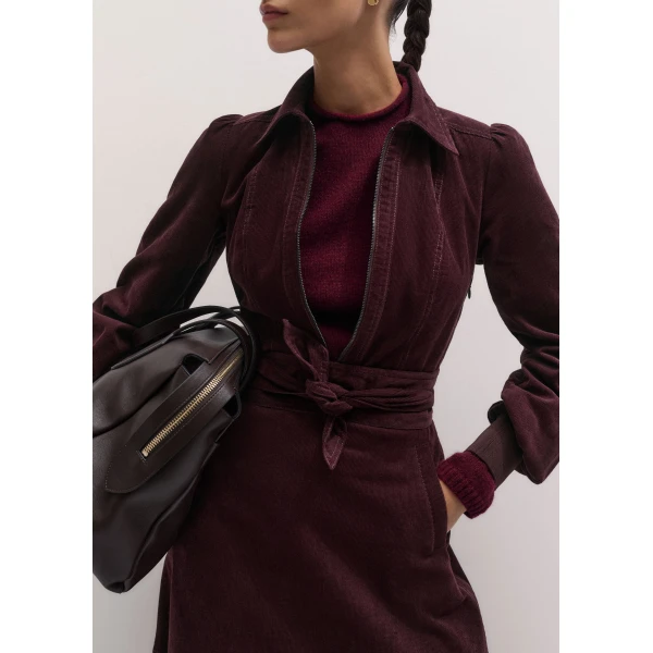 ME+EM Fit + Flare Midi Dress in Merlot