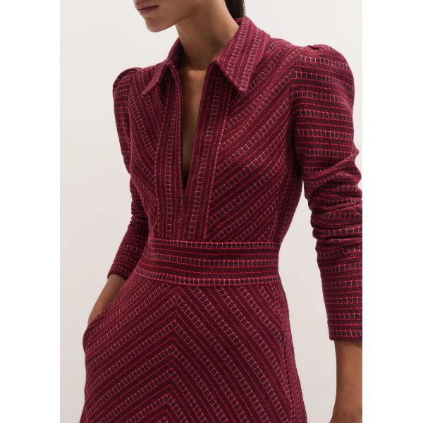 ME+EM Fit + Flare Midi Dress in Red Multi, view 3 | Midi Dresses | Coveti