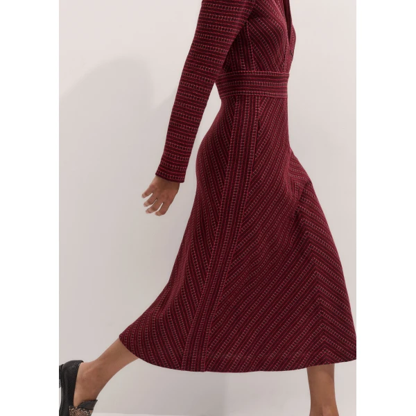 ME+EM Fit + Flare Midi Dress in Red Multi, view 5 | Midi Dresses | Coveti