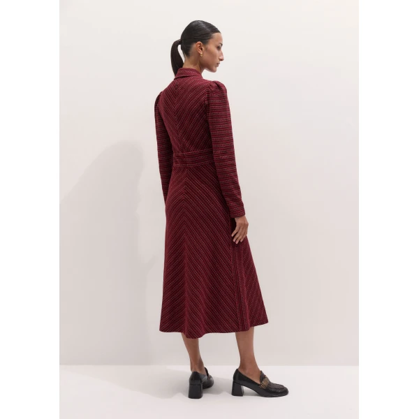 ME+EM Fit + Flare Midi Dress in Red Multi, view 6 | Midi Dresses | Coveti