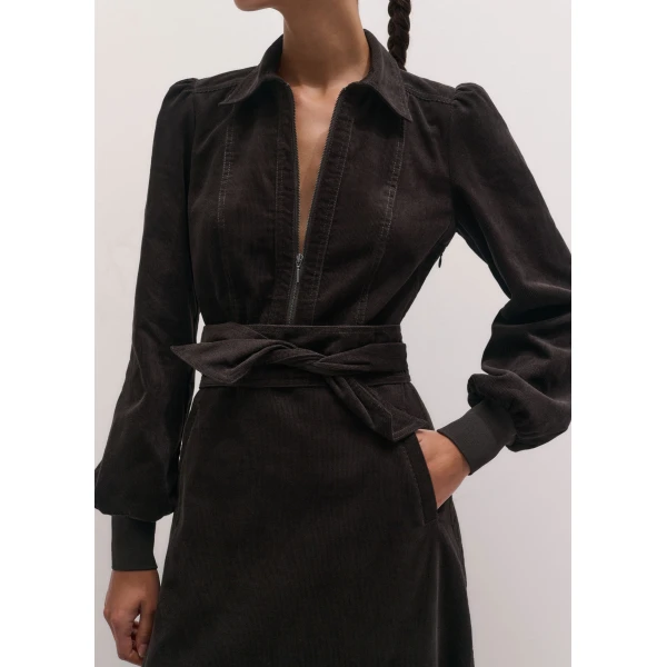 ME+EM Fit + Flare Midi Dress in Warm Chocolate