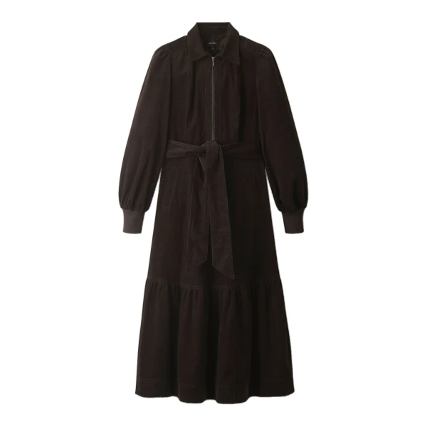 ME+EM Fit + Flare Midi Dress in Warm Chocolate